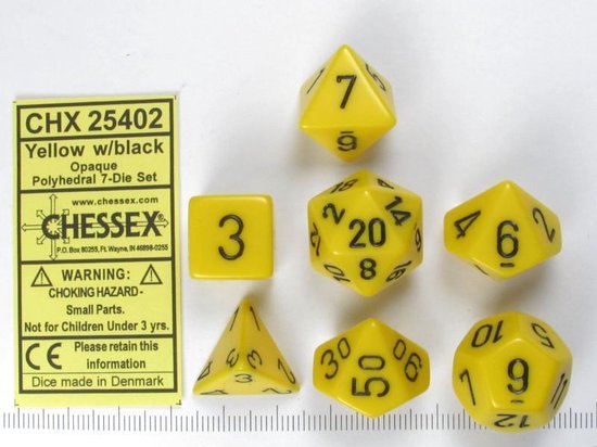 Afbeelding van het spel Chessex polydice set, Opaque Yellow w/black