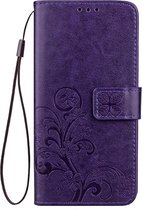 Shop4 - Oppo AX7 Hoesje - Wallet Case Bloemen Patroon Paars