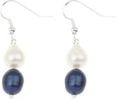 Zoetwater parel oorbel Dangling Blue and White