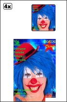 4x Clownspruik blauw