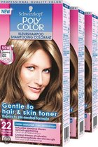 Poly Color kleurshampoo 22 - Donkerblond - 3 st - voordeelverpakking