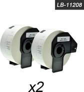 2 x Brother DK-11208 grande étiquette d'adresse noir sur blanc à l'avant - papier - 38 mm x 90 mm - 400 étiquettes par rouleau