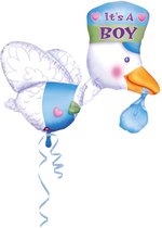 Ooievaar Geboorte Jongen Folieballon - 102 x 81 cm