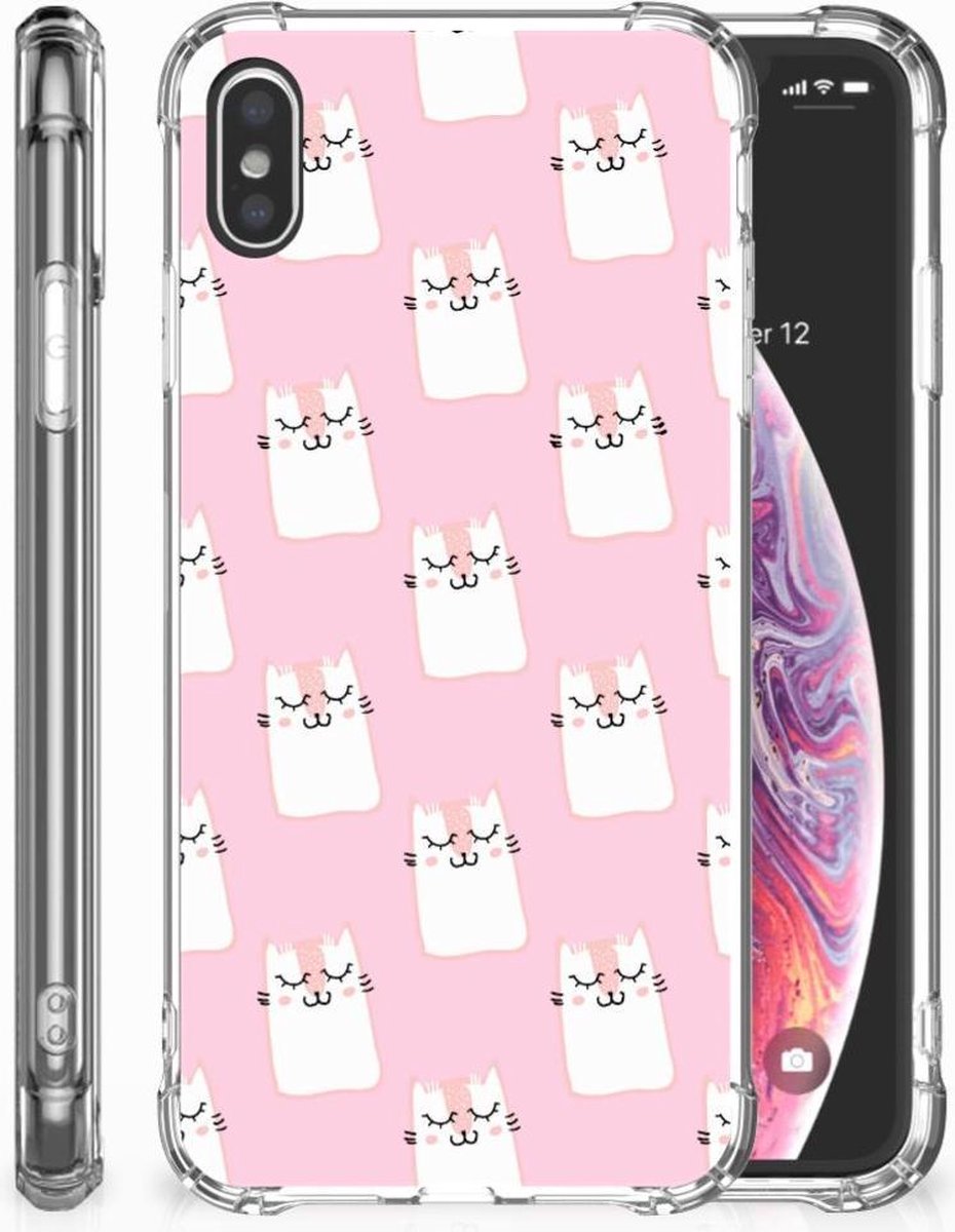TPU Case Anti-Shock voor Apple iPhone Xs Max Case Anti-shock Sleeping Cats