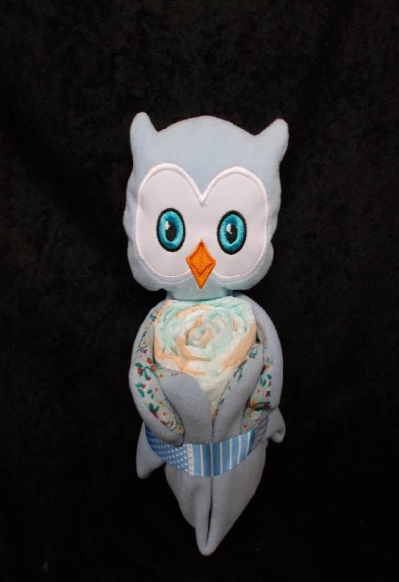 Goedkoopste knuffeldoekje uiltje blauw met pampers
