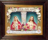 Heilig Hart Jezus met Heilig Hart Maria in houten frame (8320)