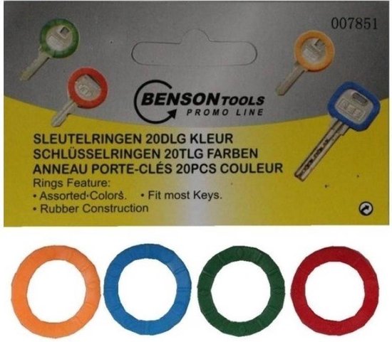 Sleutel hoesjes / sleutel ringen 20 stuks in diverse kleuren