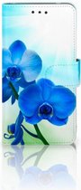Nokia 2 Wallet Book Case Hoesje Design Orchidee Blauw