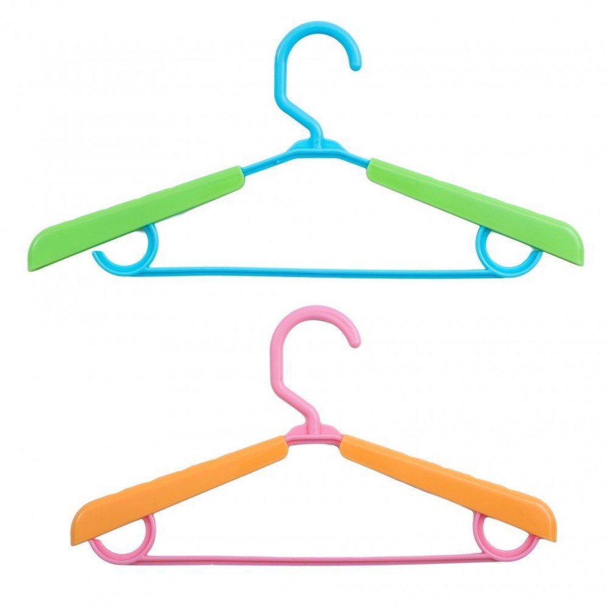 Verstelbare plastic kinderkleding hangers 18 stuks 31-45.5.  groen/oranje/geel/blauw/roze | bol.com