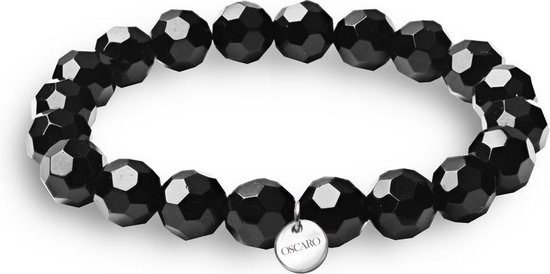 Quiges - Bracelet Charm Charm avec Pierres Noires 18cm - Argent 925 - HCB025