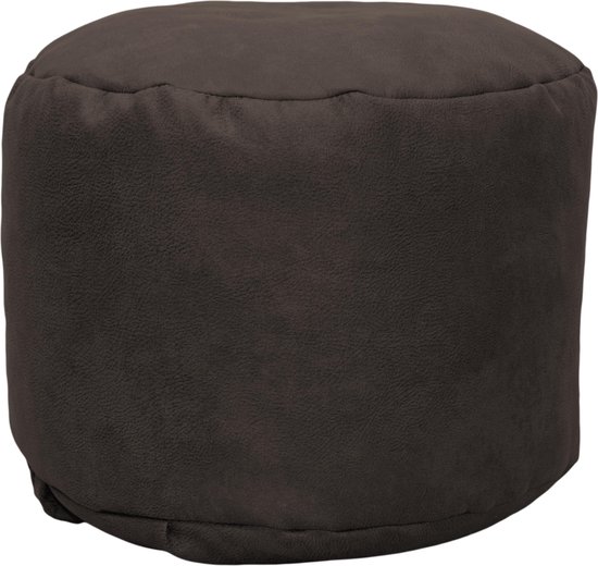 Drop & Sit Leather look poef Rond (50 x 50 x 42 cm) - Taupe