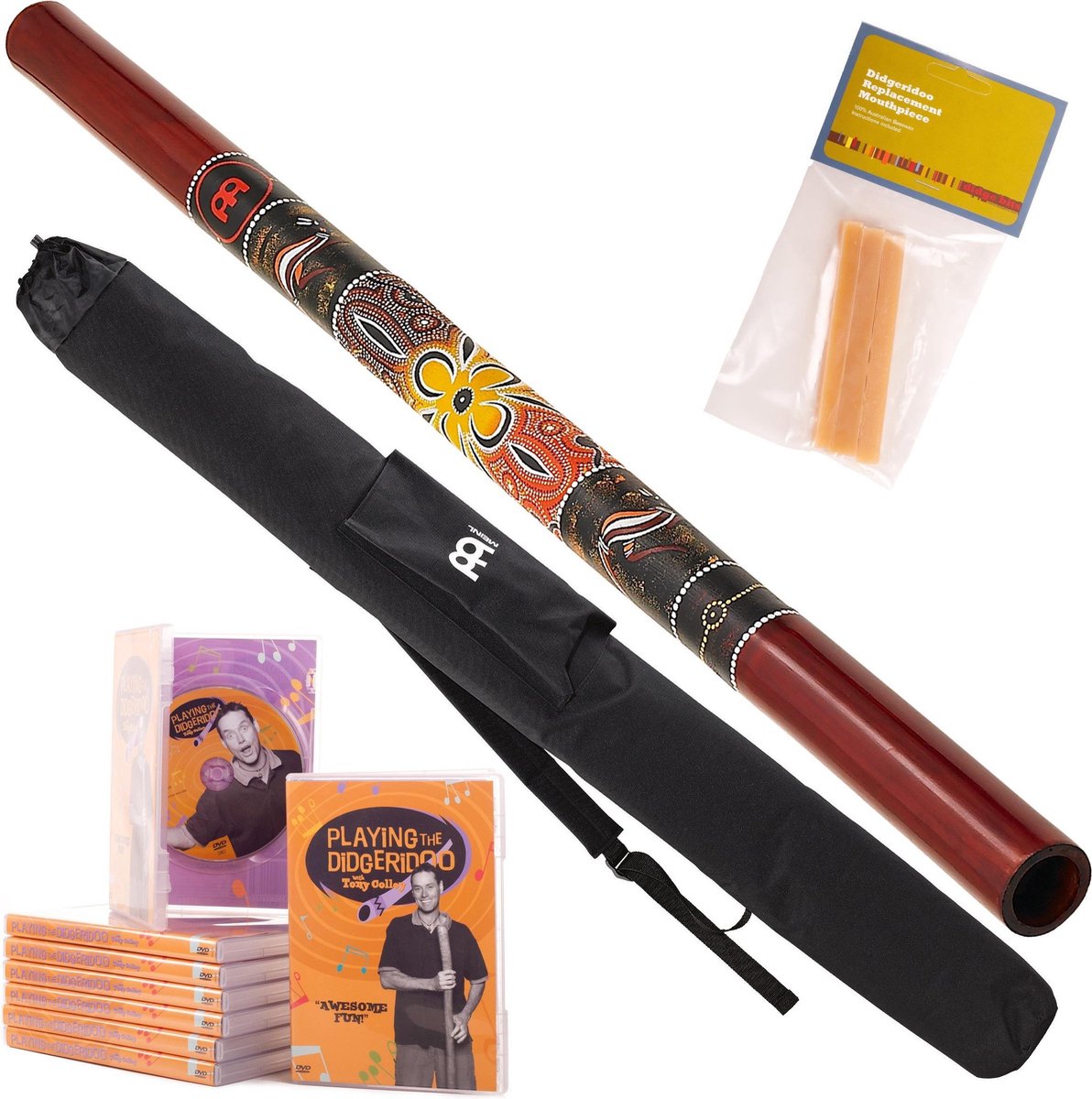 Didgeridoo Starterspakket Rood – Met Tas, DVD en Bijenwas