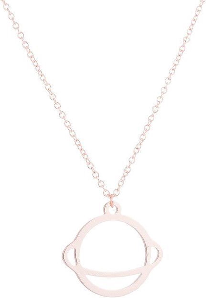 24/7 Jewelry Collection Saturnus Ketting - Planeet - Rosé Goudkleurig