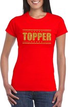 Rood Topper shirt in gouden glitter letters dames - Toppers dresscode kleding S