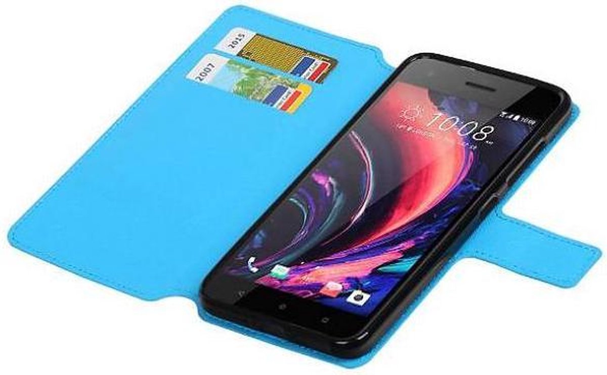 Cross Pattern TPU Bookstyle Wallet Case Hoesjes voor HTC Desire 10 Pro Blauw