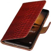 Snake Bookstyle Wallet Case Hoesjes voor Huawei Honor 6 Rood