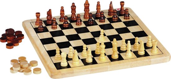 Thumbnail van een extra afbeelding van het spel Chad Valley Houten dambord en schaakbord