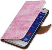 Hagedis Bookstyle Wallet Case Hoesje Geschikt voor Samsung Galaxy Core Prime G360 Roze