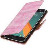Hagedis Bookstyle Wallet Case Hoesje Geschikt voor HTC 10 Roze