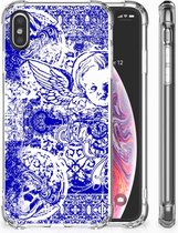 Geschikt voor iPhoneX | Xs Uniek TPU Hoesje Angel Skull Blue