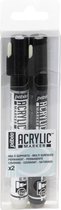 Pebeo - Acryl markers 1.2mm - zwart/wit -  set 2 stuks