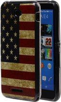 Amerikaanse Vlag TPU Backcover Case Hoesjes voor Sony Xperia E4 USA
