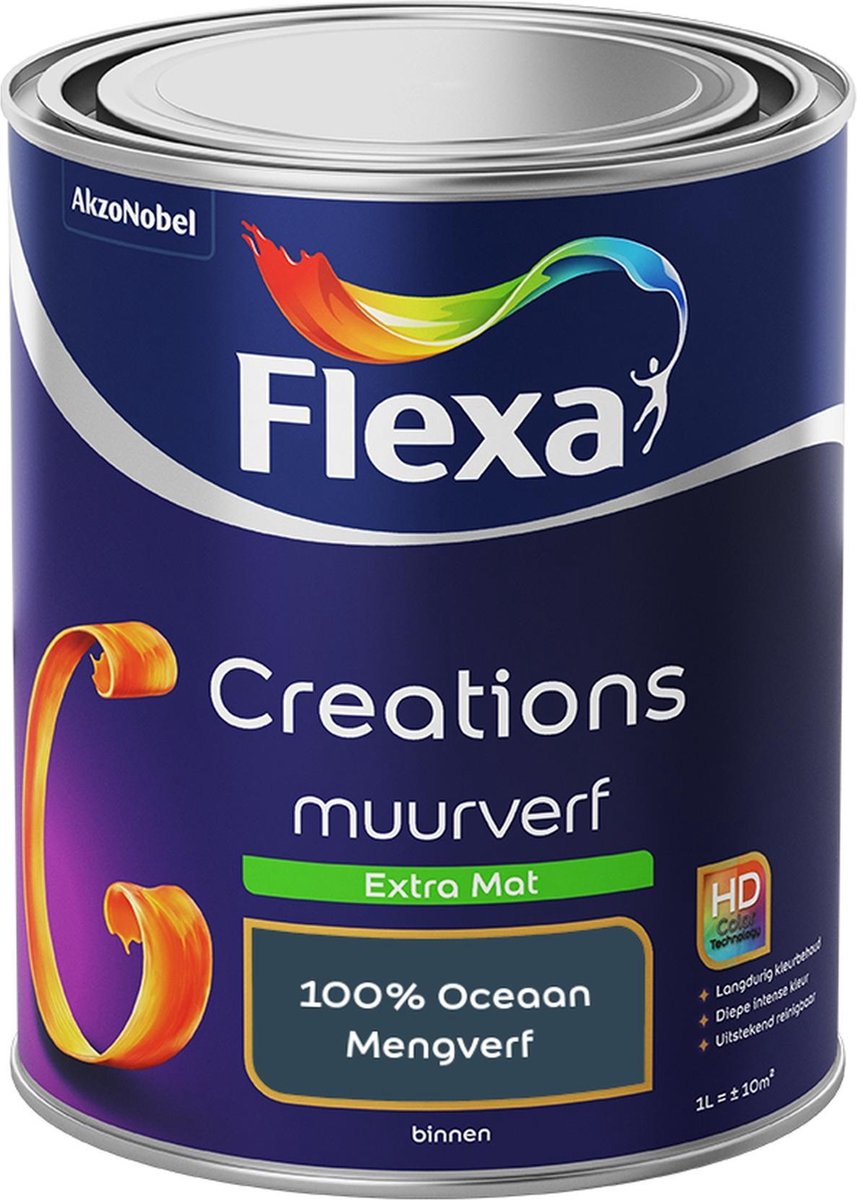 Flexa Creations - Muurverf Extra Mat - 100% Oceaan - Mengkleuren Collectie- 1 Liter