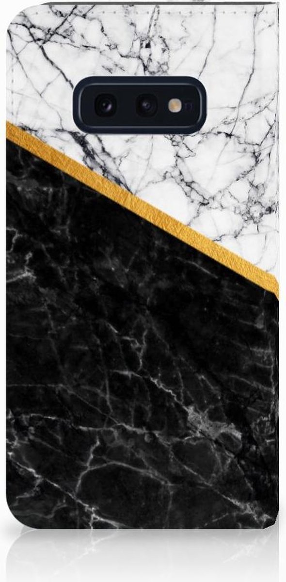 Samsung Galaxy S10e Standcase Marmer Wit Zwart - Origineel Cadeau Man