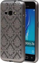 TPU Paleis 3D Back Cover for Galaxy J1 (2016) J120F Zilver