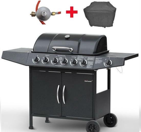 Barbecue BBQ gas grill 7 gasbranders zwart bol