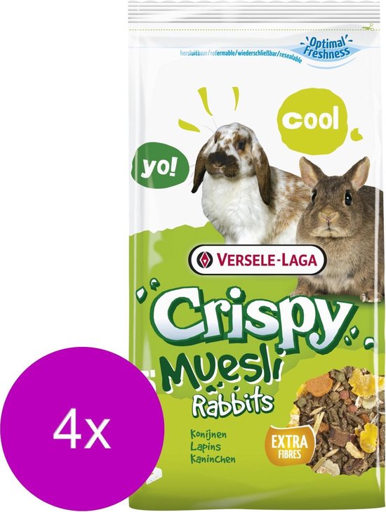 Versele-Laga Crispy Muesli Rabbits - Nourriture pour lapins - 4 x 2,75 kg |  bol