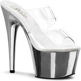Pleaser Muiltjes -41 Shoes- ADORE-702 Paaldans schoenen Transparant/Zilverkleurig
