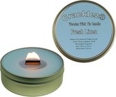 4 stuks Cracklez® Knetterende Houten Lont Geurkaarsen in blik Fresh Linen. Fris Wasgoed Geur. Licht-blauw.