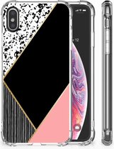 Shockproof siliconen hoesje Geschikt voor iPhoneX/10 | Xs Black Pink Shapes