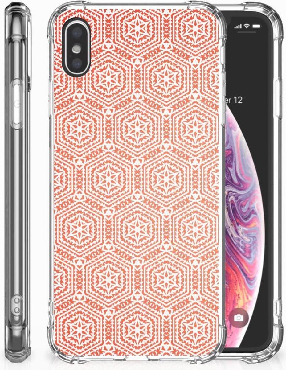 Apple iPhone Xs Max Doorzichtige Silicone Hoesje Pattern Orange