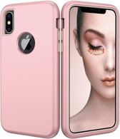 Luxe Xtreme Stevige Case voor Apple iPhone X - iPhone XS - Shockproof Armor - Hybrid Back Cover - 2 in 1 Hoogwaardig PC Hard & Soft TPU - Zwart - Roze - Rose Gold - Hoesje - 3 meter Drop test