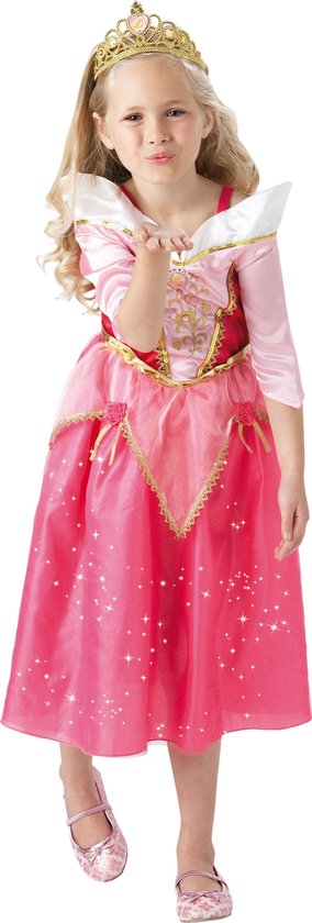 Prinsessenjurk Doornroosje Glitter - Kostuum Kind - Maat 128/140 | bol.com