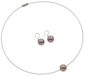 Mother of pearl parel set Wire Shinny Ball Pink