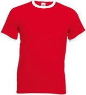 Fruit of the Loom ringer t-shirt XL rood/wit