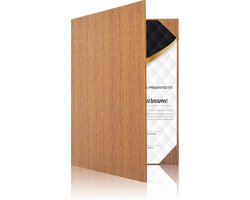 Goodline® - Rapportmap / Diplomamap / Certificaat Mappen - 2x A4 - Houtpatroon Bruin