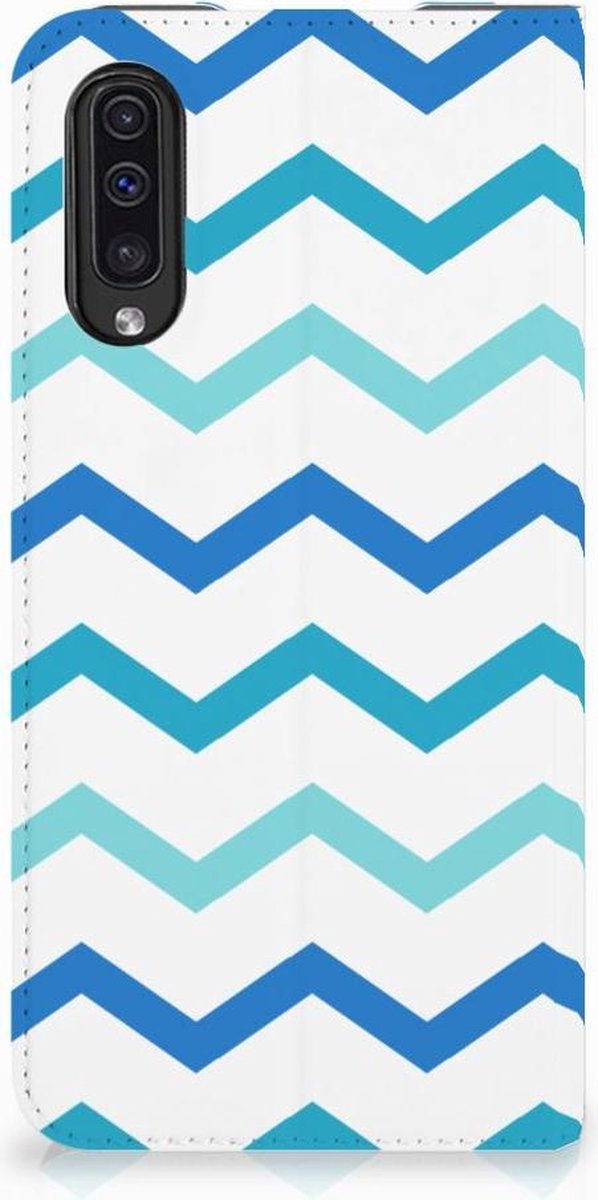 Samsung Galaxy A50 Hoesje met Magneet Zigzag Blauw