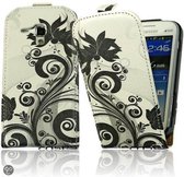 Alternate Bloem Zwart Flip Case Cover Hoesje Samsung Galaxy Trend S7560