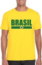 Geel Brazilie supporter t-shirt voor heren 2XL