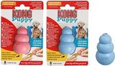 Kong Puppy kauwbot Large 9 cm per 2 stuks 1 roze en 1 blauwe