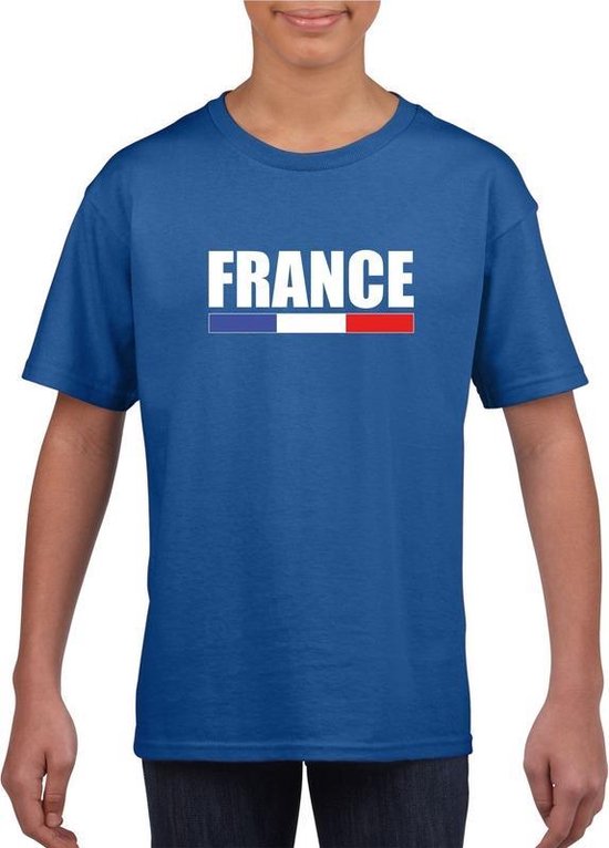 Blauw Frankrijk supporter t-shirt voor kinderen 158/164