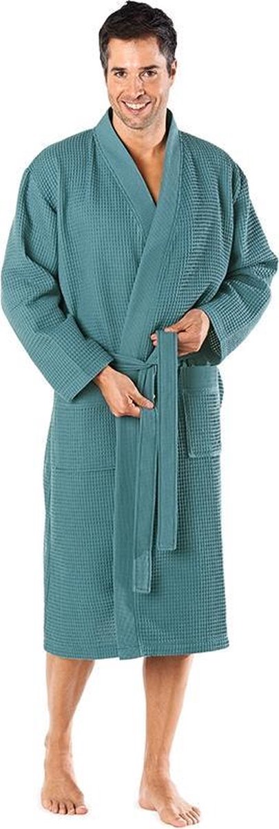 nogmaals neerhalen moederlijk Badrock badjas sauna -badjas unisex - biologisch katoen - Petrol - XXL -  wafel badjas... | bol.com