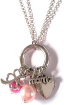 Jewellicious Designs Silver & Pink Mama ketting - kraamcadeau meisje - geboortecadeau - zilver roze