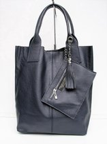 TASvanTESS 100% leren shopper met beursje Italy zwart