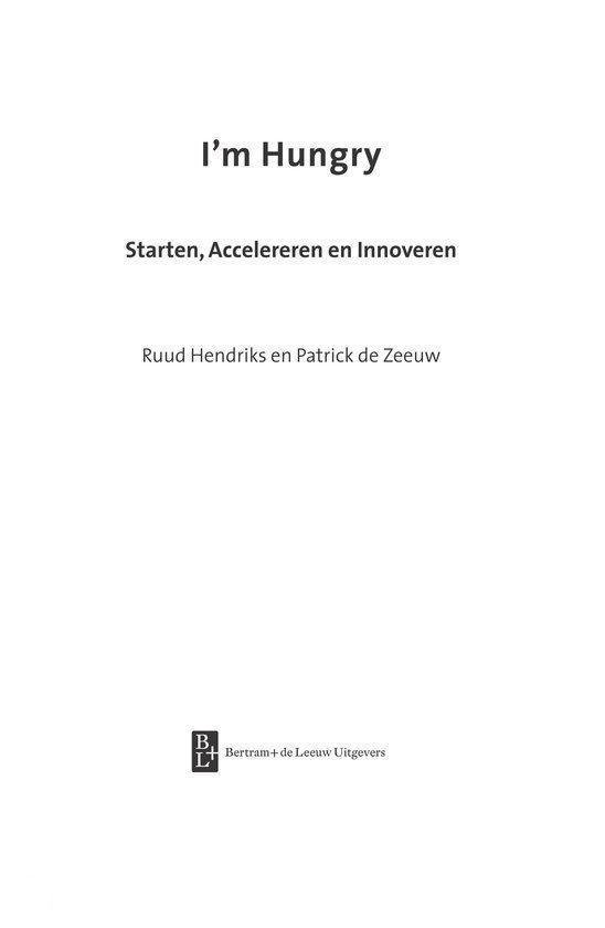 Titelpagina met 'I'm Hungry' en 'Starten, Accelereren en Innoveren'.