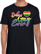 Best gay ever regenboog pride shirt zwart voor heren 2XL